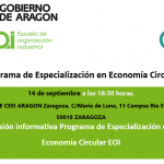 Sesión informativa Programa de Especialización en Economía Circular en CEEIARAGON (sede Zaragoza)