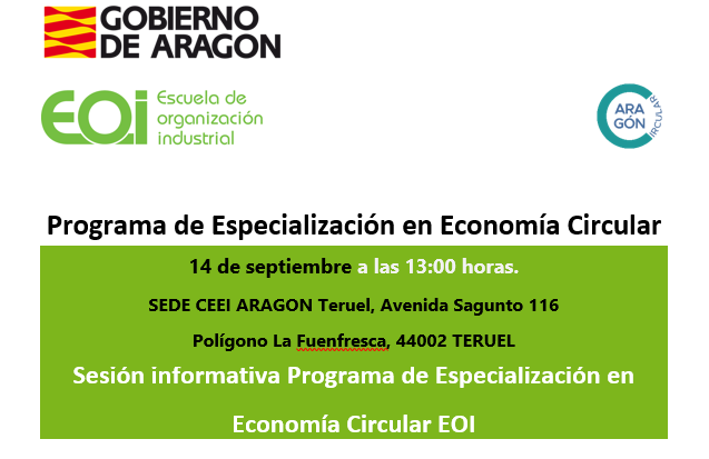 Sesión informativa Programa de Especialización en Economía Circular en CEEIARAGON (sede Teruel)