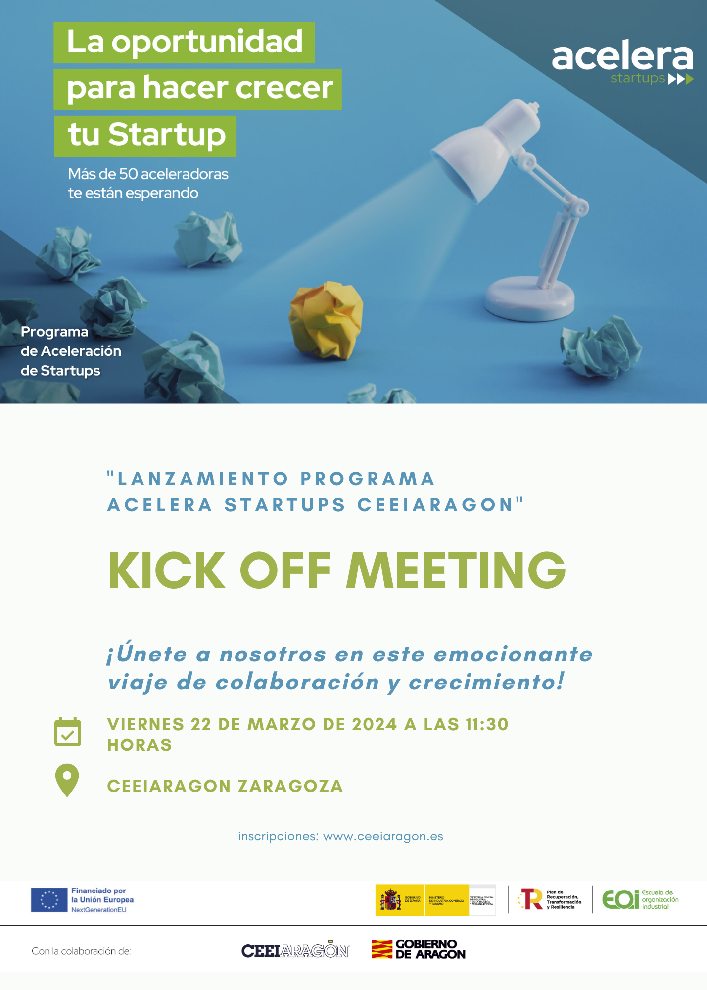 Lanzamiento Programa Acelera Startups CEEIARAGON «Kick off Meeting» AFORO COMPLETO