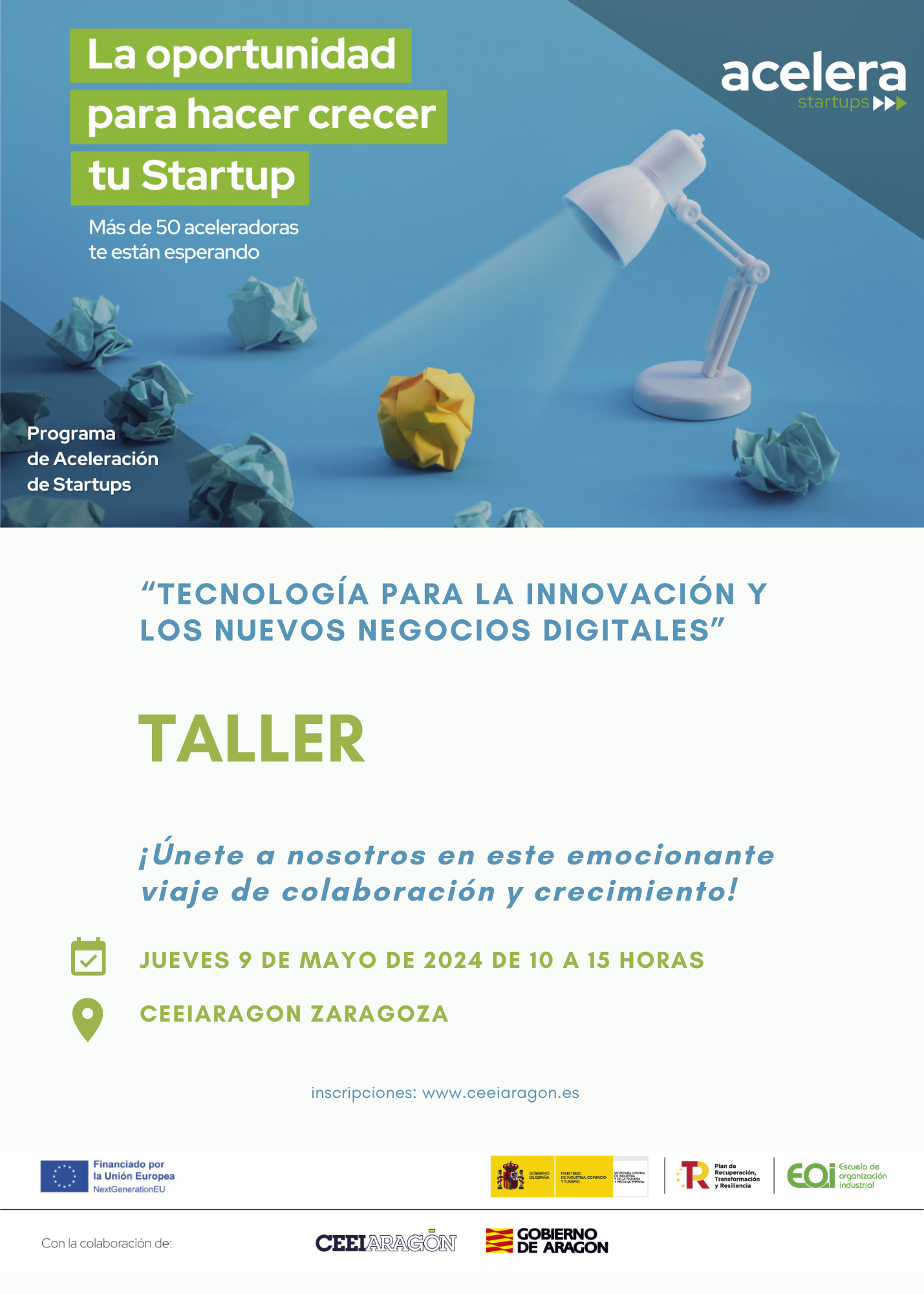 Taller Programa Acelera Startups CEEIARAGON «Tecnología para la innovación y los nuevos negocios digitales»
