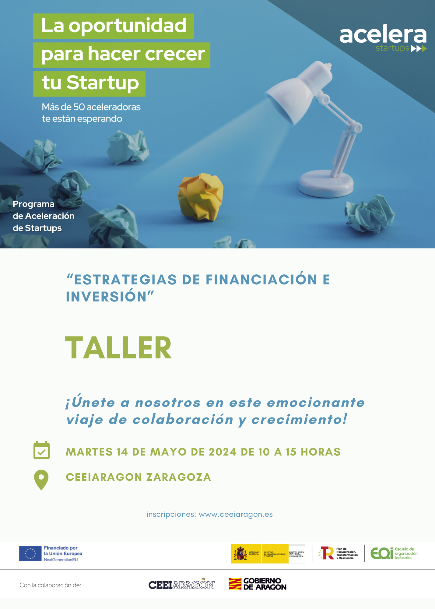 Taller Programa Acelera Startups "Estrategias de financiación e inversión"